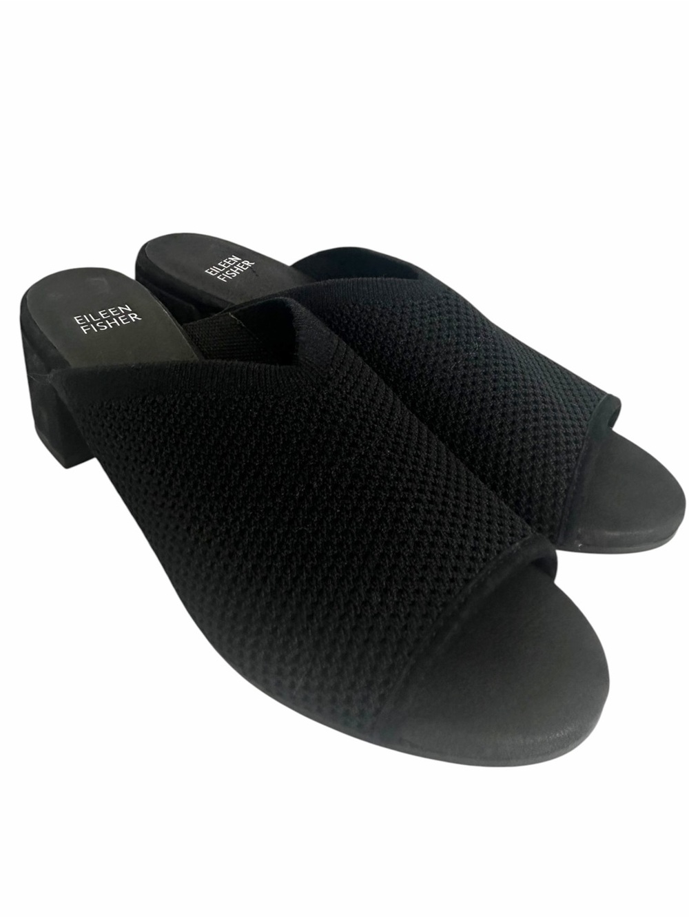 Eileen Fisher Black Knit Mule Heels Size 8